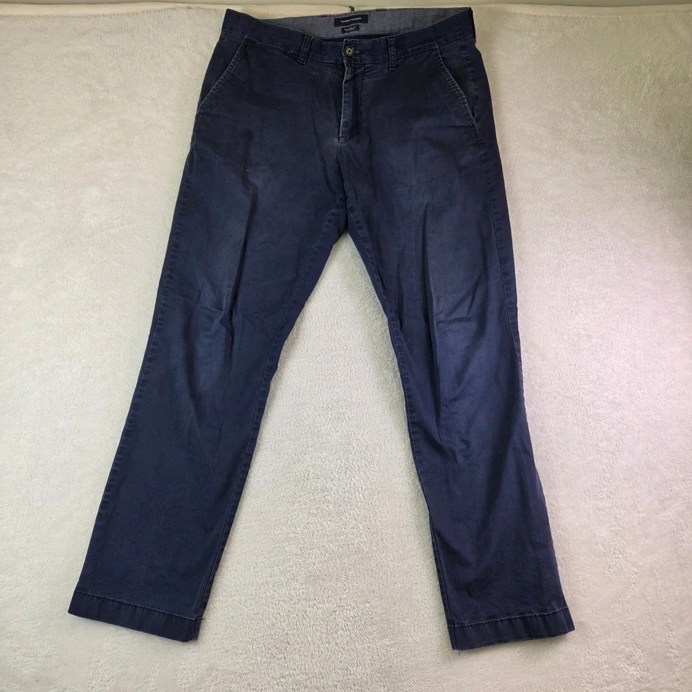 Tommy Hilfiger Tailored Fit Chino Pants Mens 34/32 Navy Blue Cotton Twill 3036